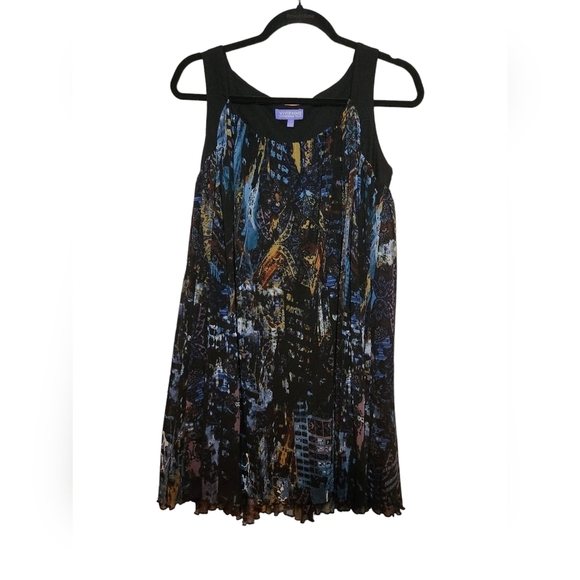 Vivienne Tam Dresses & Skirts - Vivienne Tam City Scape High Low Blue Combo Shift Dress Size S Flowy Spring